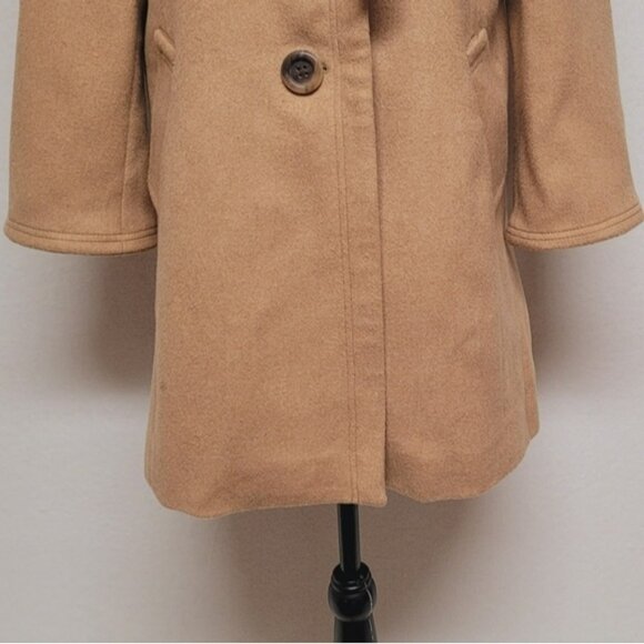 Retro Y2K J. Crew Carrie Caramel Wool Cashmere Flared Hem Standing Collar Coat - Picture 5 of 16